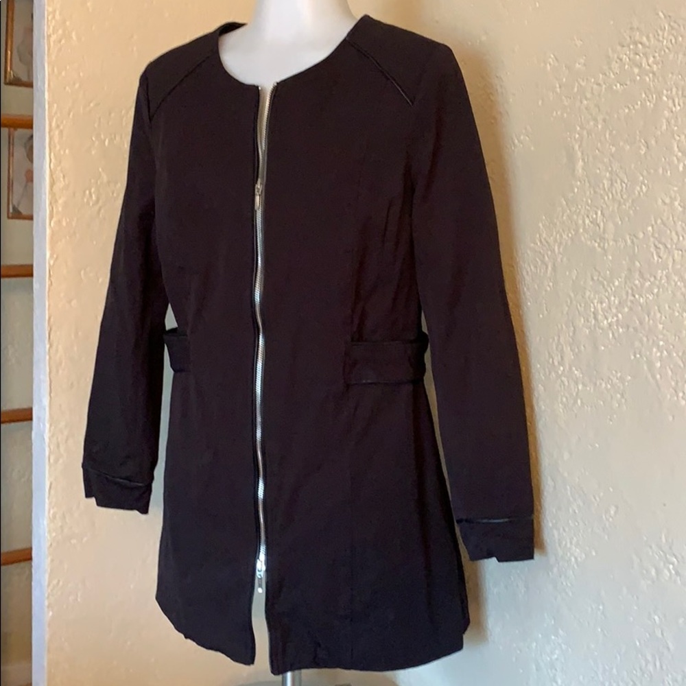 Ruby Ribbon Black Zip Front Long Jacket - image 3